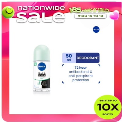 NIVEA - NIVEA Deodorant Black & White Fresh Anti-Perspirant Roll-on 50ml