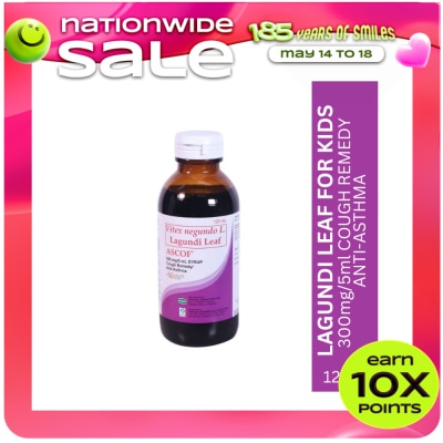 ASCOF - Vitex negundo L. Lagundi Leaf 300mg/5ml Grapes Flavor Syrup For Kids 120ml