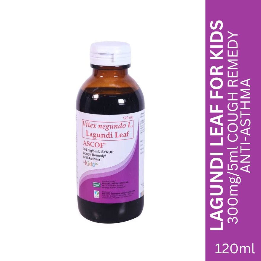 Vitex negundo L. Lagundi Leaf 300mg/5ml Grapes Flavor Syrup For Kids 120ml