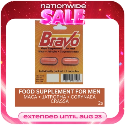 BRAVO - Maca + Jatropha + Corynaea crassa Food Supplement For Men 2 Capsules image