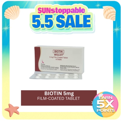 WOLVIT - Biotin 5mg 1 Film-Coated Tablet