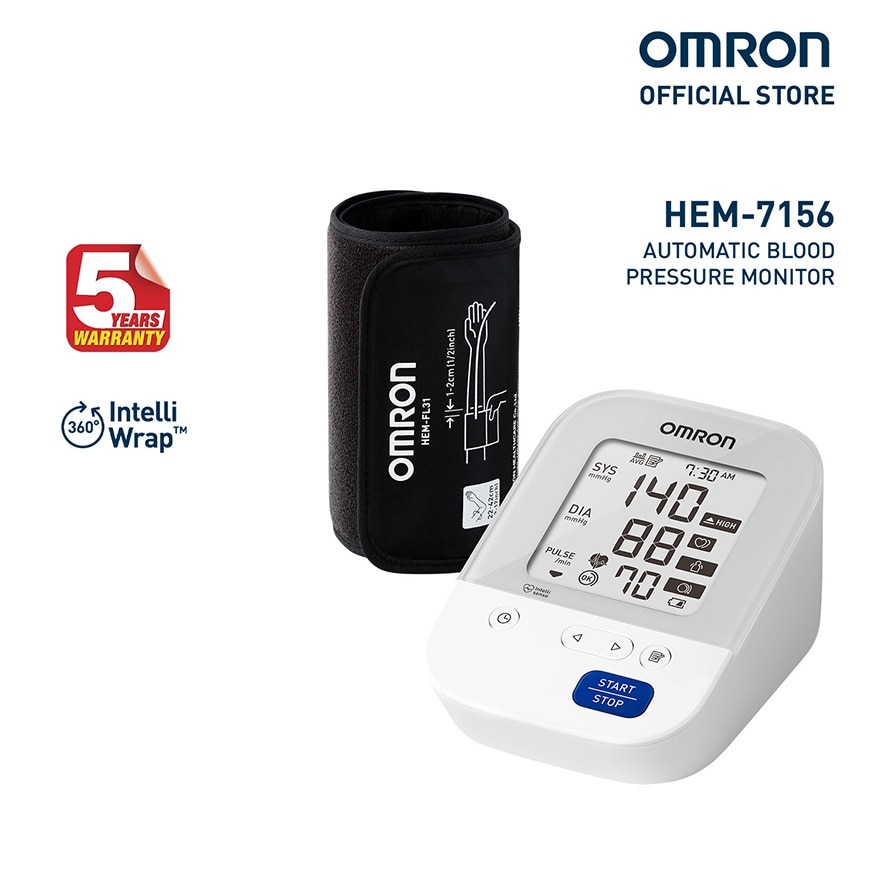 OMRON HEM-7156 Automatic Upper Arm Blood Pressure Monitor BP BPM Digital with Intellicuff