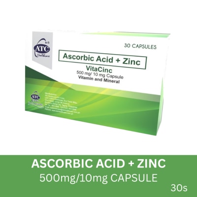 ATC HEALTH Vitacinc Ascorbic Acid + Zinc 500mg/10mg 30 Capsules
