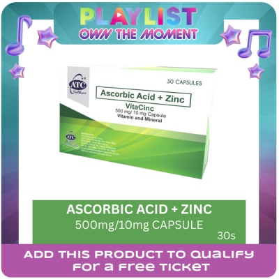 ATC HEALTH - Vitacinc Ascorbic Acid + Zinc 500mg/10mg 30 Capsules