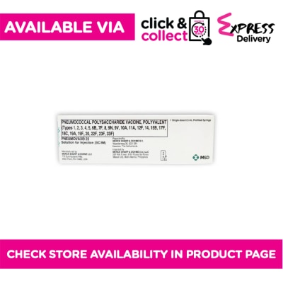NEUMOVAX NEUMOVAX NEUMOVAX PNEUMOVAX 23 Solution for Injection (SC/IM) 0.5ml x 1 [PRESCRIPTION REQUIRED] Available In Click & Collect and Express Delivery Only