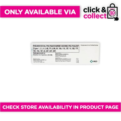 NEUMOVAX NEUMOVAX NEUMOVAX PNEUMOVAX 23 Solution for Injection (SC/IM) 0.5ml x 1 [PRESCRIPTION REQUIRED] Available In Click & Collect and Express Delivery Only