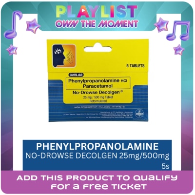 DECOLGEN - Phenylpropanolamine HCI Paracetamol No-Drowse Decolgen PPA 500mg CPL 5 PCH SS PH