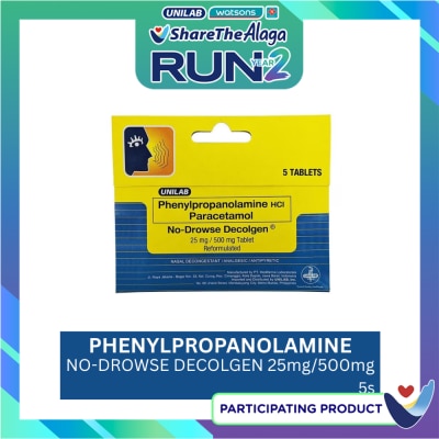 DECOLGEN Phenylpropanolamine HCI Paracetamol No Drowse Decolgen PPA 500mg CPL 5 PCH SS PH image