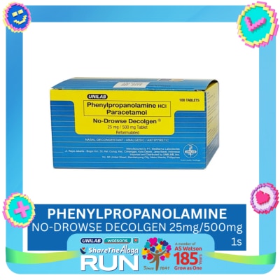 DECOLGEN DECOLGEN Phenylpropanolamine HCI Paracetamol No-Drowse Decolgen PPA 25mg 500mg Sold PerPiece