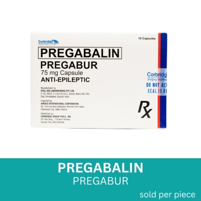 PREGABUR Pregabalin 75mg 1s (sold per piece) [PRESCRIPTION REQUIRED]