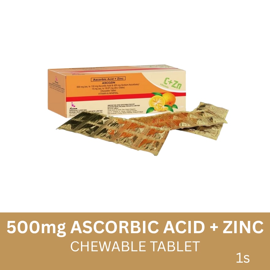 Ascorbic Acid + Zinc 500mg 1 Chewable Tablet [SOLD PER PIECE]