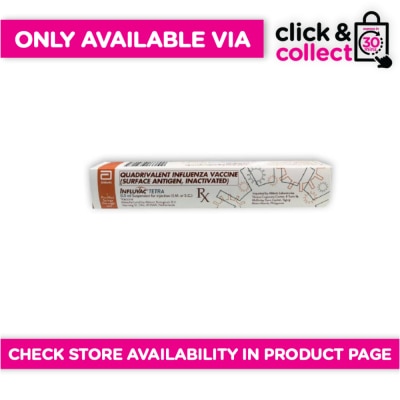 INFLUVAC INFLUVAC INFLUVAC Tetra Pre-filled Syringe Suspension for Injection 0.5ml x 1[PRESCRIPTION REQUIRED] Available In Click & Collect and Express Delivery Only