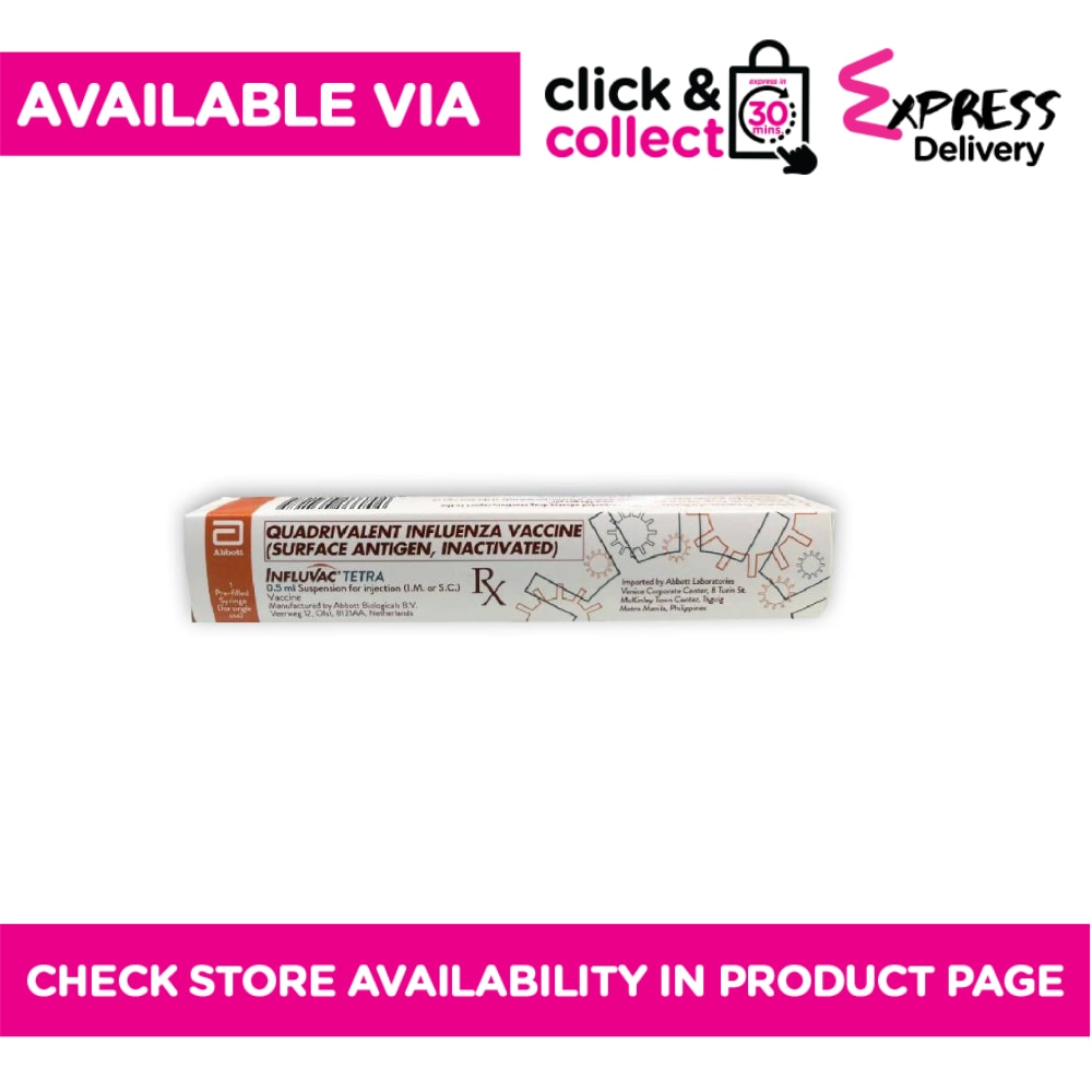 INFLUVAC INFLUVAC Tetra Pre-filled Syringe Suspension for Injection 0.5ml x 1[PRESCRIPTION REQUIRED] Available In Click & Collect and Express Delivery Only