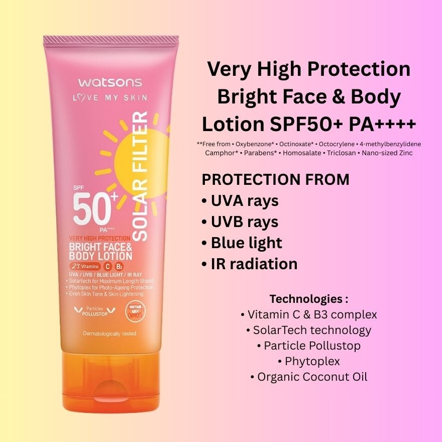 WATSONS Very High Protection Sunscreen White Face & Body Lotion SPF 50+ PA+++ 100ml