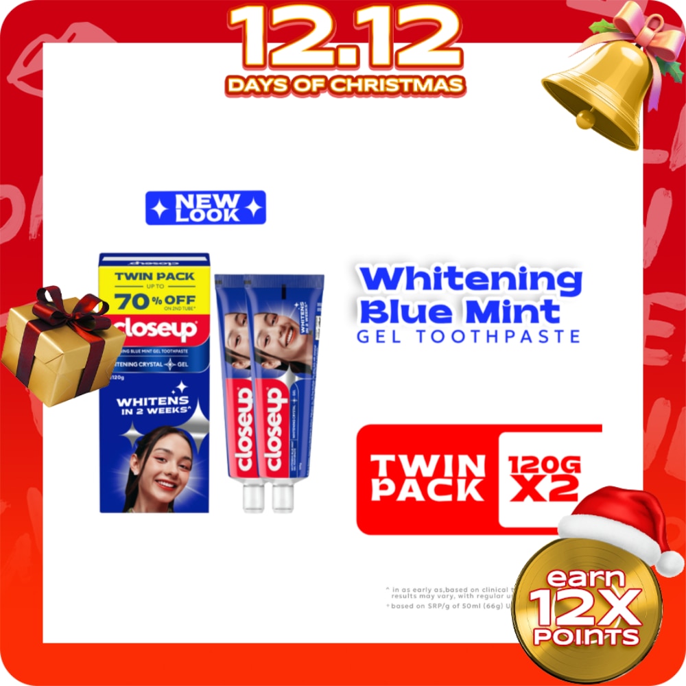 CLOSEUP Gel Toothpaste Whitening Crystal Blue Mint 120g Twin Pack