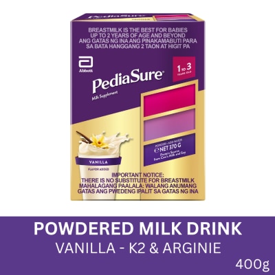 PEDIASURE 1 to 3 Vanilla 400g With K2 and Arginine