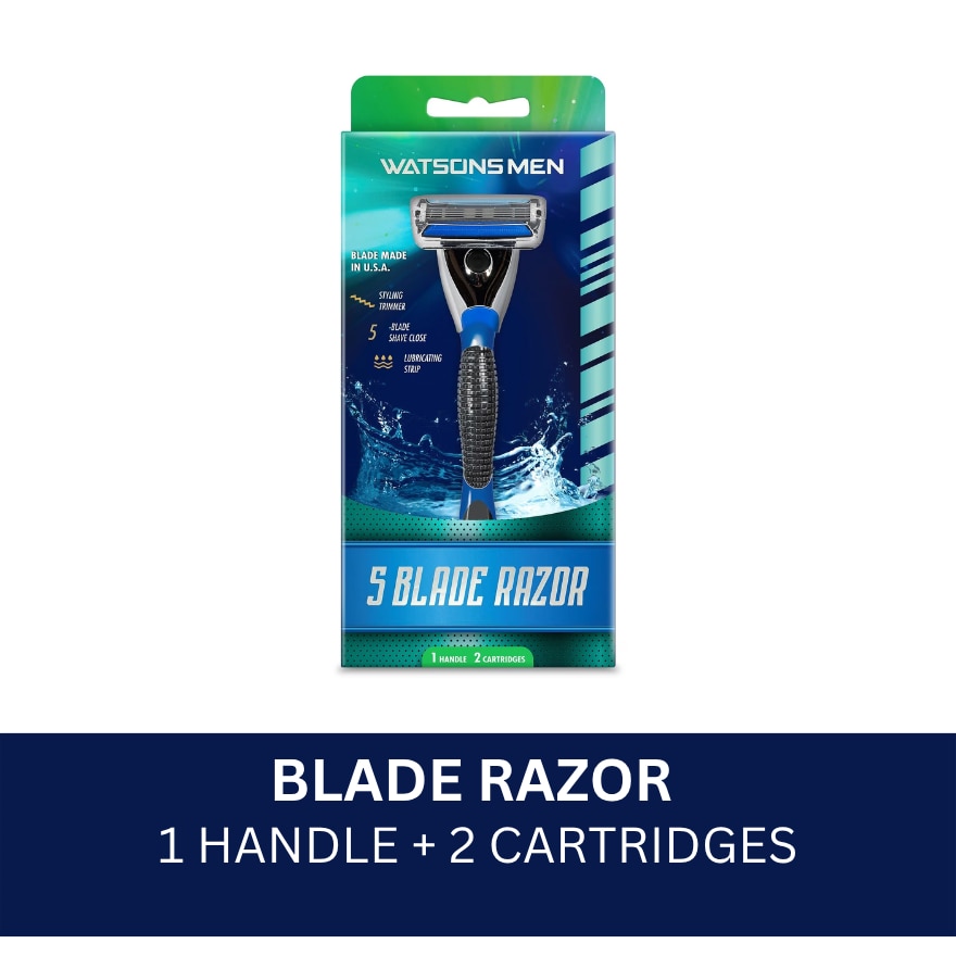 Men 5 Blade Razor1 Handle 2 Cartridges
