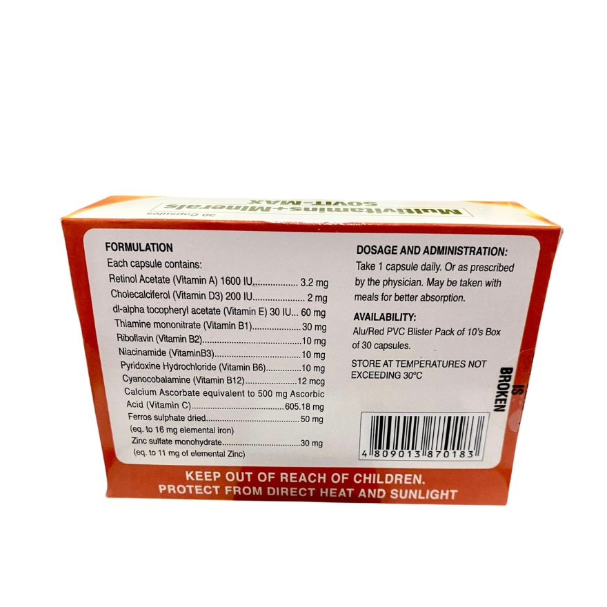 SOVIT, SOVIT Sovit-Max Multivatimins + Minerals Sold Per Piece ...