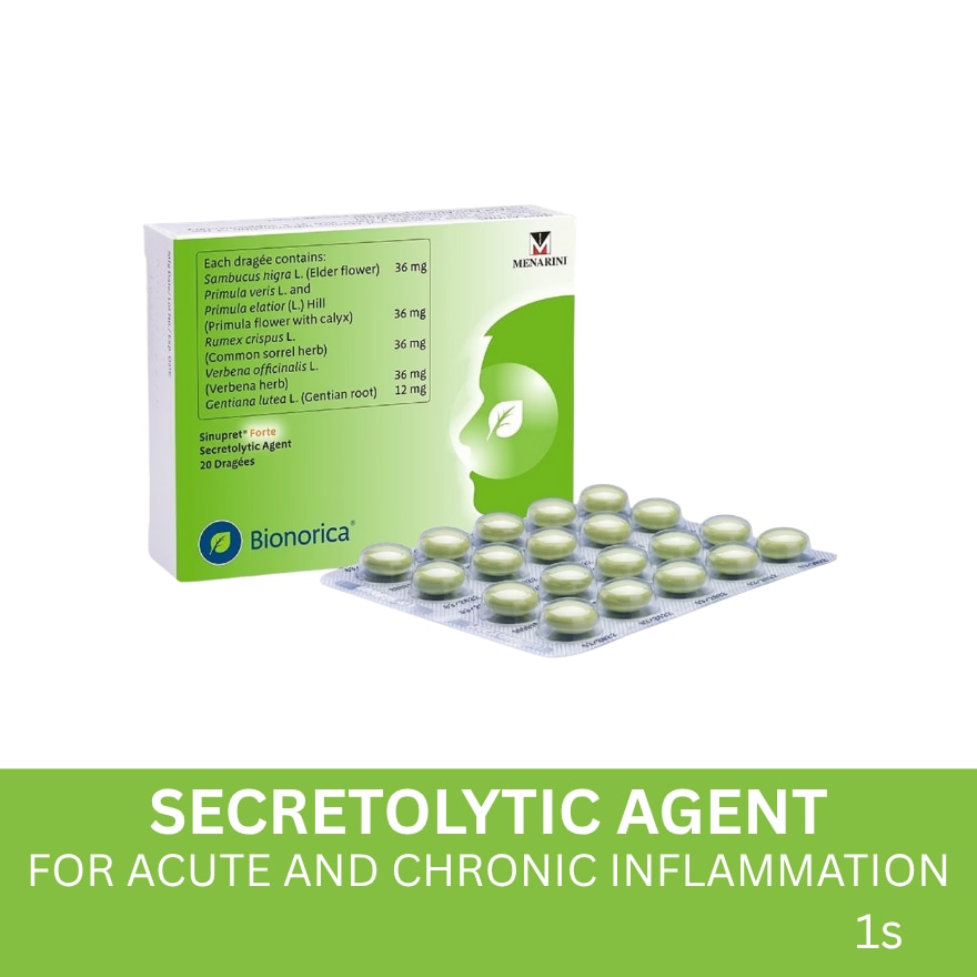 SINUPRET FORTE Sambucus Nigra 36Mg Primula Veris & Primula Elatior 36Mg Rumex Crispus 36Mg Verbena Officinalis 36Mg Gentiana Lutea 12Mg Sold Per Piece