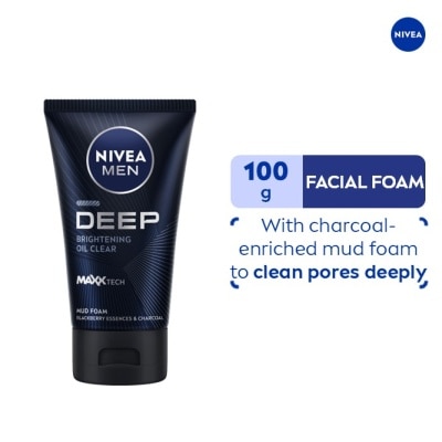 NIVEA MEN Facial Wash Deep Oil Clear with Black Essences Mud Foam 100g