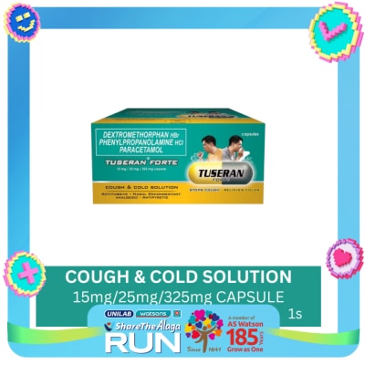TUSERAN TUSERAN Tuseran Forte (Dextromethorpan Hydrobromide + Phenylpropanolamine Hydrochloride + Paracetamol) Sold Per Piece