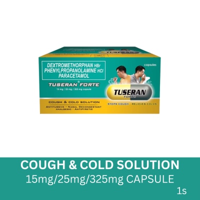 TUSERAN TUSERAN Tuseran Forte (Dextromethorpan Hydrobromide + Phenylpropanolamine Hydrochloride + Paracetamol) Sold Per Piece