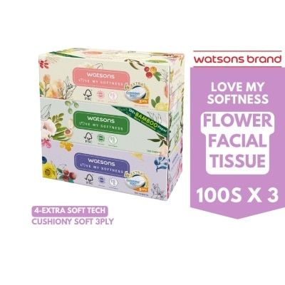 WATSONS X- Flower Tissue Box 100s 3ply x 3 box