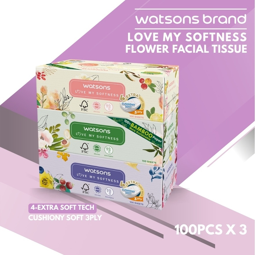 X- Flower Tissue Box 100s 3ply x 3 box
