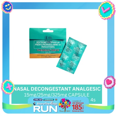 TUSERAN Tuseran Forte (Dextromethorpan Hydrobromide + Phenylpropanolamine Hydrochloride + Paracetamol) 4 Capsules