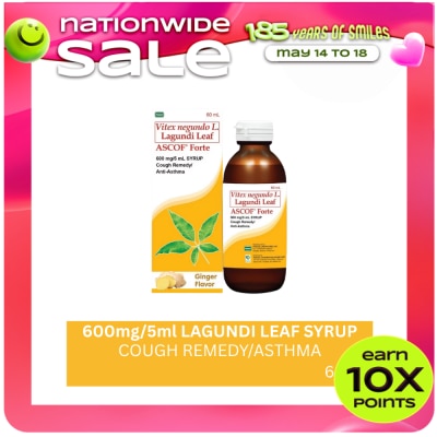 ASCOF - Forte Lagundi for Adults 600mg/5ml Ginger Syrup 60ml