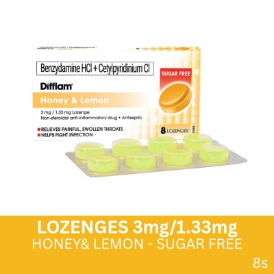 DIFFLAM Honey And Lemon Lozenge 8s
