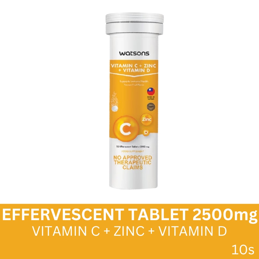 Vitamin C + Zinc + Vitamin D 2500mg per Effervescent Tablet