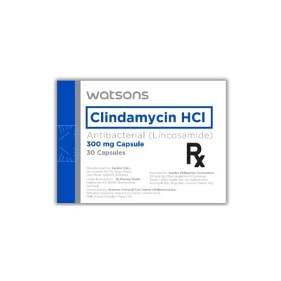 WATSONS GENERICS Clindamycin HCI Antibacterial (Lincosamide) 300mg Capsule [PRESCRIPTION REQUIRED]