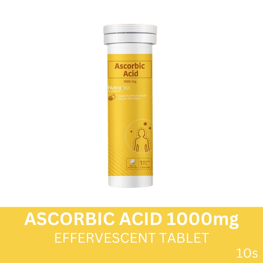 NUTRABLISS WS Ascorbic Acid 1000mg x 10 Effervescent Tablets (Expiry: June 10, 2026)