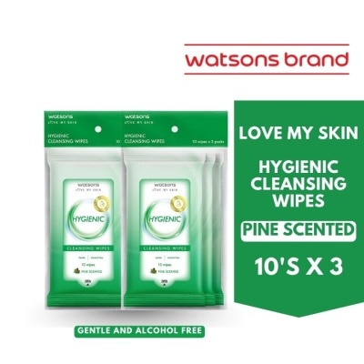 WATSONS Antibacterial Cleansing Wipes Cooling Mint Scented 10s x 3 packs