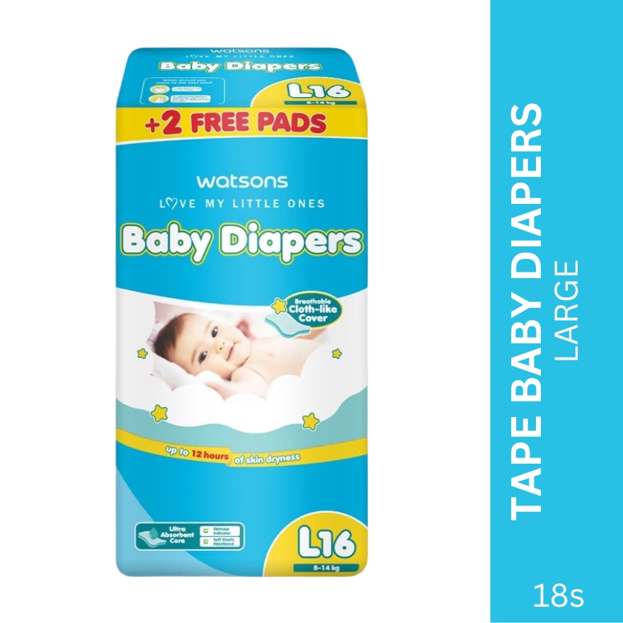 WATSONS Baby Diaper Tape Large 16+2 Pads