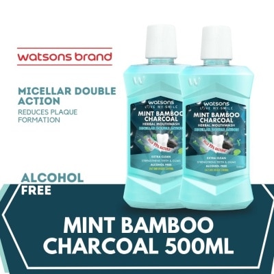 WATSONS Love My Smile Mint Bamboo Charcoal Herbal Mouthwash 500ml