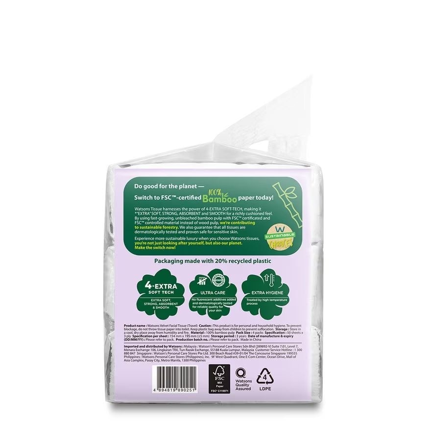 X Flower Travel Tissue 3ply 50 sheets 4 packs
