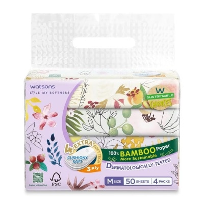 WATSONS X Flower Travel Tissue 3ply 50 sheets 4 packs