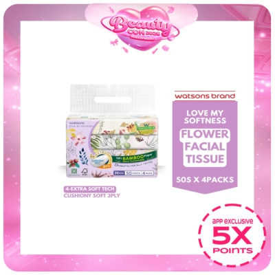 WATSONS - X Flower Travel Tissue 3ply 50 sheets 4 packs