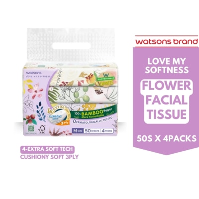 WATSONS - X Flower Travel Tissue 3ply 50 sheets 4 packs