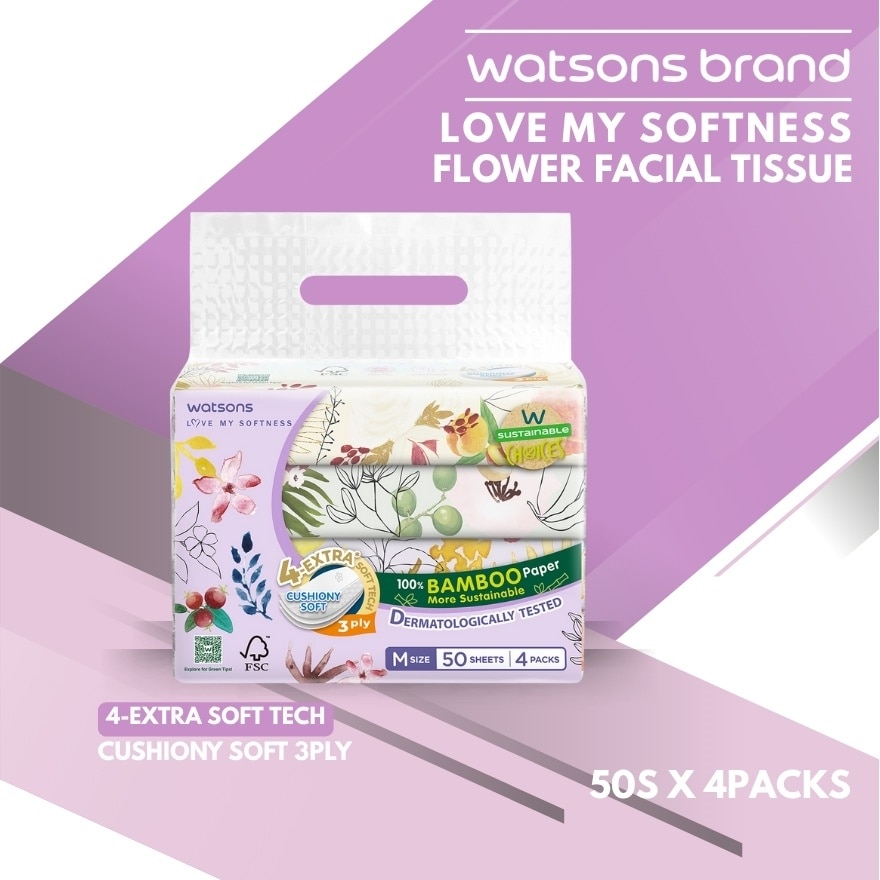 X Flower Travel Tissue 3ply 50 sheets 4 packs