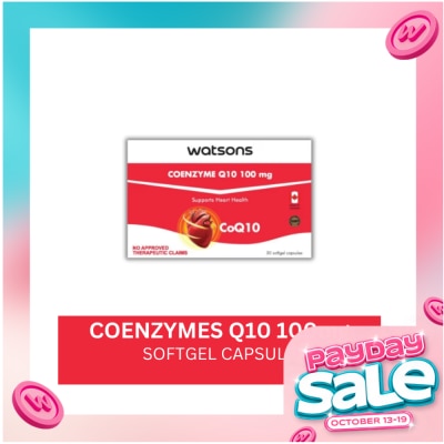 WATSONS GENERICS WATSONS GENERICS WATSONS GENERICS Coenzyme Q10 Softgel Capsule 100mg (Sold Per Piece) image