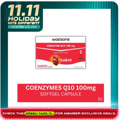 WATSONS GENERICS WATSONS GENERICS WATSONS GENERICS Coenzyme Q10 Softgel Capsule 100mg (Sold Per Piece) image