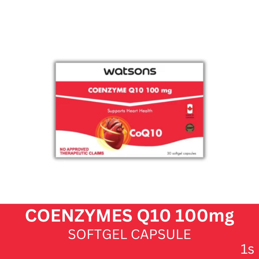 WATSONS GENERICS WATSONS GENERICS Coenzyme Q10 Softgel Capsule 100mg (Sold Per Piece)