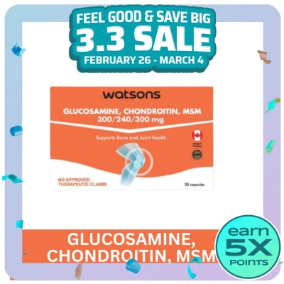 WATSONS GENERICS WATSONS GENERICS Glucosamine, Chondroitin, MSM 300/240/300mg (Sold Per Piece)