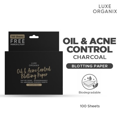 LUXE ORGANIX - Luxe Organix Anne Clutz Charcoal Oil Absorbing Blotting Paper with Compact Mirror 50+20 Sheets image