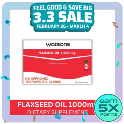WATSONS GENERICS WATSONS GENERICS Flaxseed Oil Softgel Sold Per Piece (Expiry: March 30, 2027)