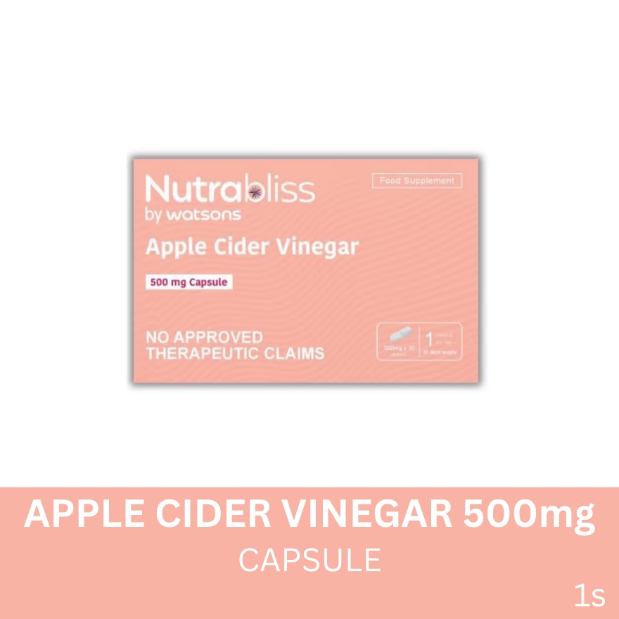 NUTRABLISS WS Apple Cider Vinegar 500mg Capsule Sold Per Piece (Expiry: January 31, 2028)