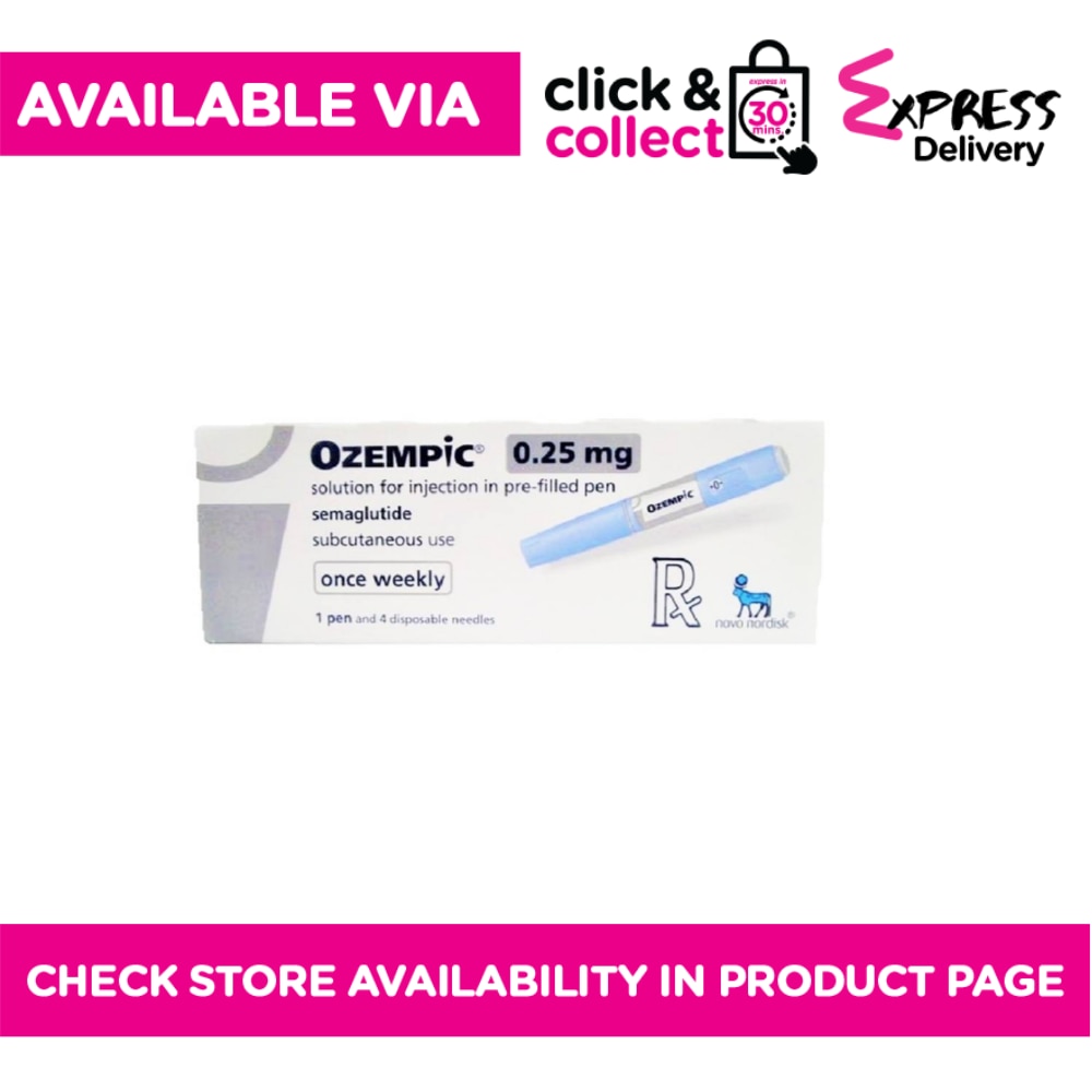 OZEMPIC Semaglutide Solution for Injection 0.25mg /0.19ml [Prescription Required] Available In Click & Collect and Express Delivery Only